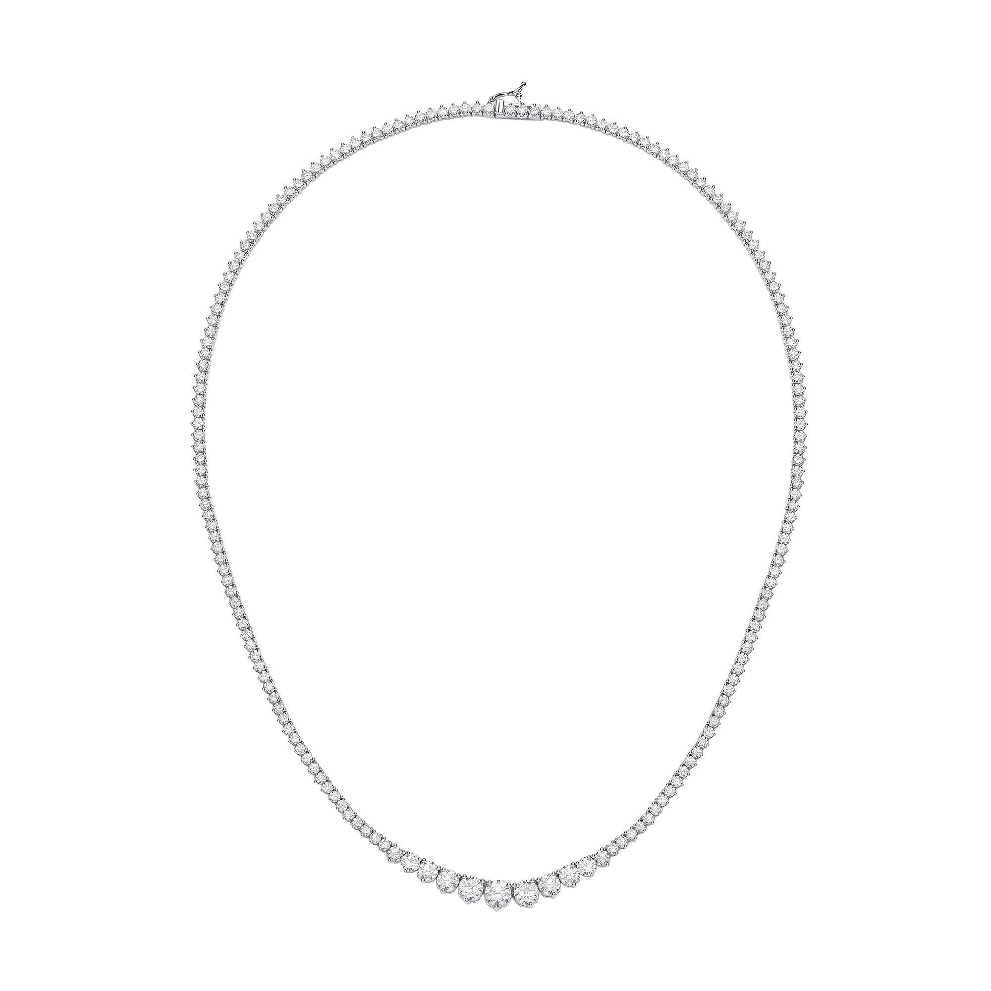 18k White Gold Graduated 10.00ct 17-Inch Necklace image 1