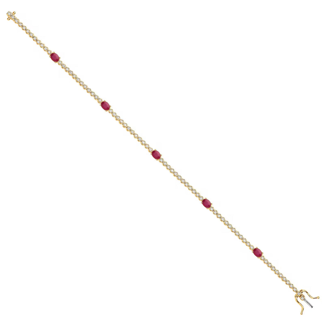 9k Yellow Gold 0.40ct Diamond 1.15ct Ruby Bracelet image 1
