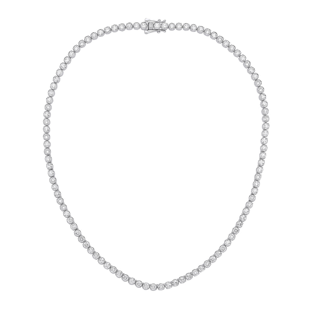 9ct White Gold 20.00ctw LAB GROWN Diamond Tennis Necklace IGI Certified image 0