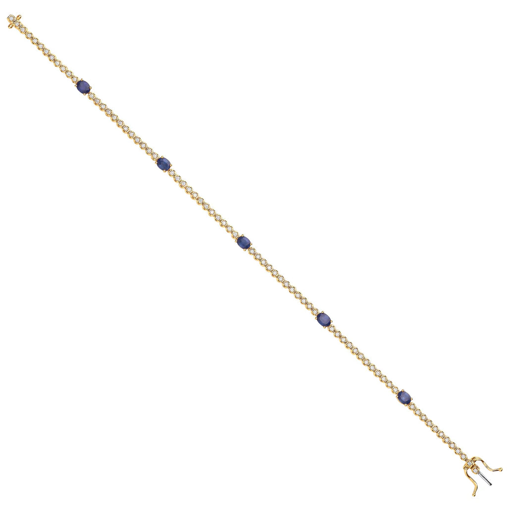 9k Yellow Gold bracelet 0.40ct Diamond 1.15ct Sapphire image 1