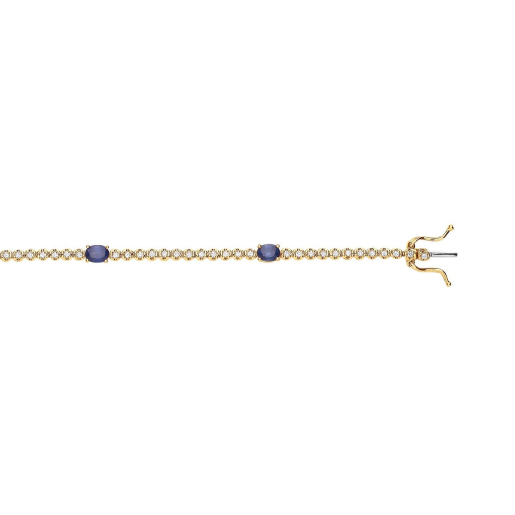 9k Yellow Gold bracelet 0.40ct Diamond 1.15ct Sapphire image 0