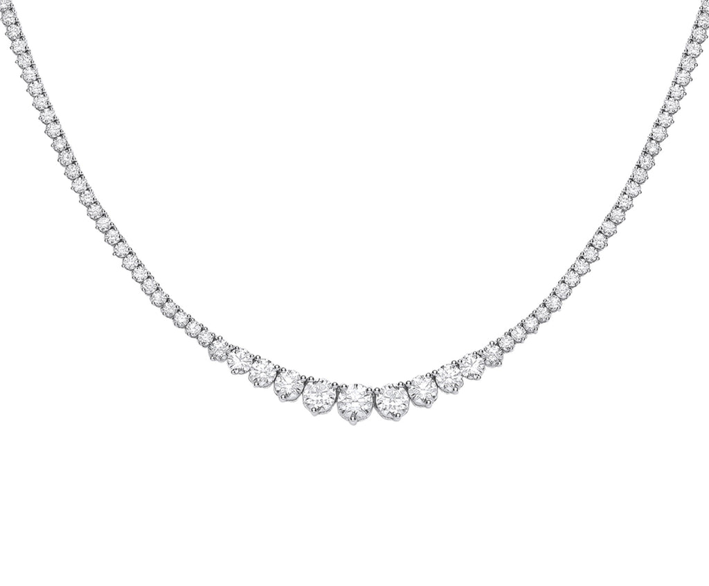 18k White Gold Graduated 10.00ct 17-Inch Necklace image 0