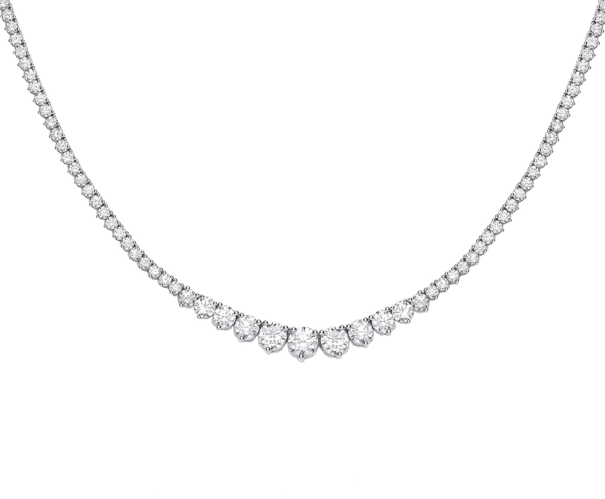18k White Gold Graduated 10.00ct 17-Inch Necklace image 0