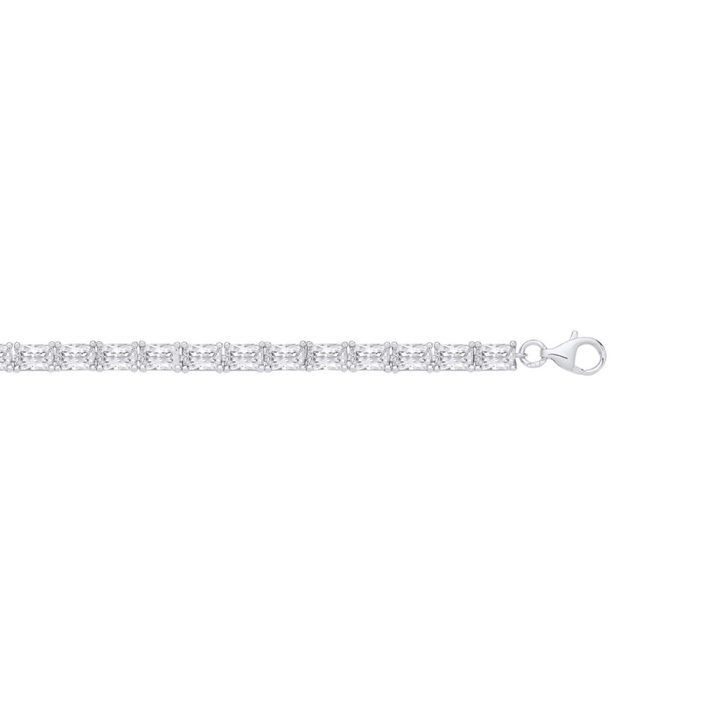 Silver Emerald Cut CZ Tennis Bracelet image 0