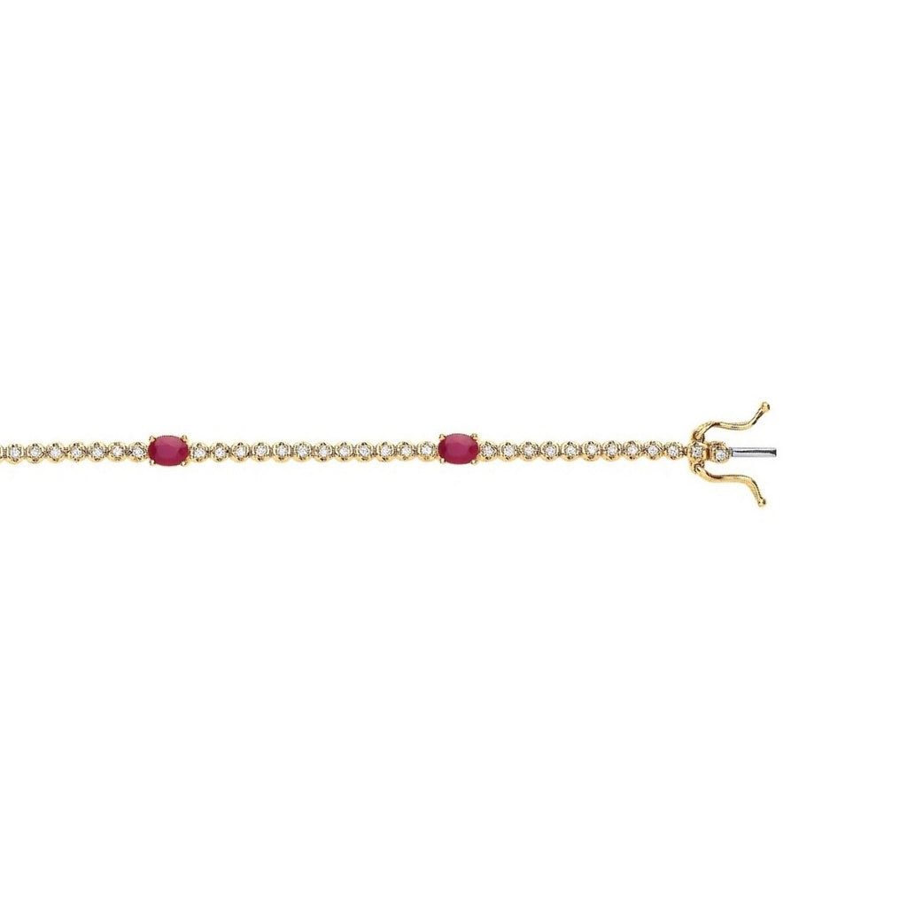 9k Yellow Gold 0.40ct Diamond 1.15ct Ruby Bracelet image 0