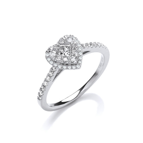 18k 0.50ctw Heart Shaped Dress Ring image 0